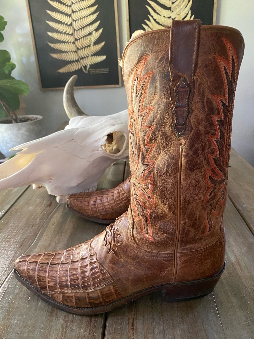 Lucchese 1883 Mens Caiman Tail Hornback Crocodile Western Exotic Cowboy Boot 13D